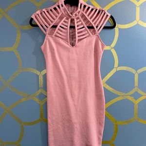 Pink caged mini dress